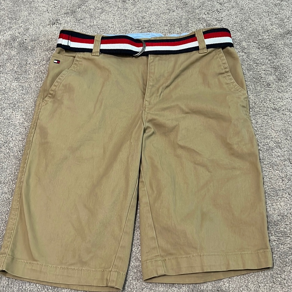 Tommy Hilfiger Boys Bermuda Short Belted Tan Size 16 New Without Tags Classic